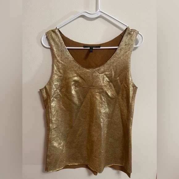 BCBG MAXAZRIA - Gold Textured Sleeveless Blouse - Picture 1 of 4